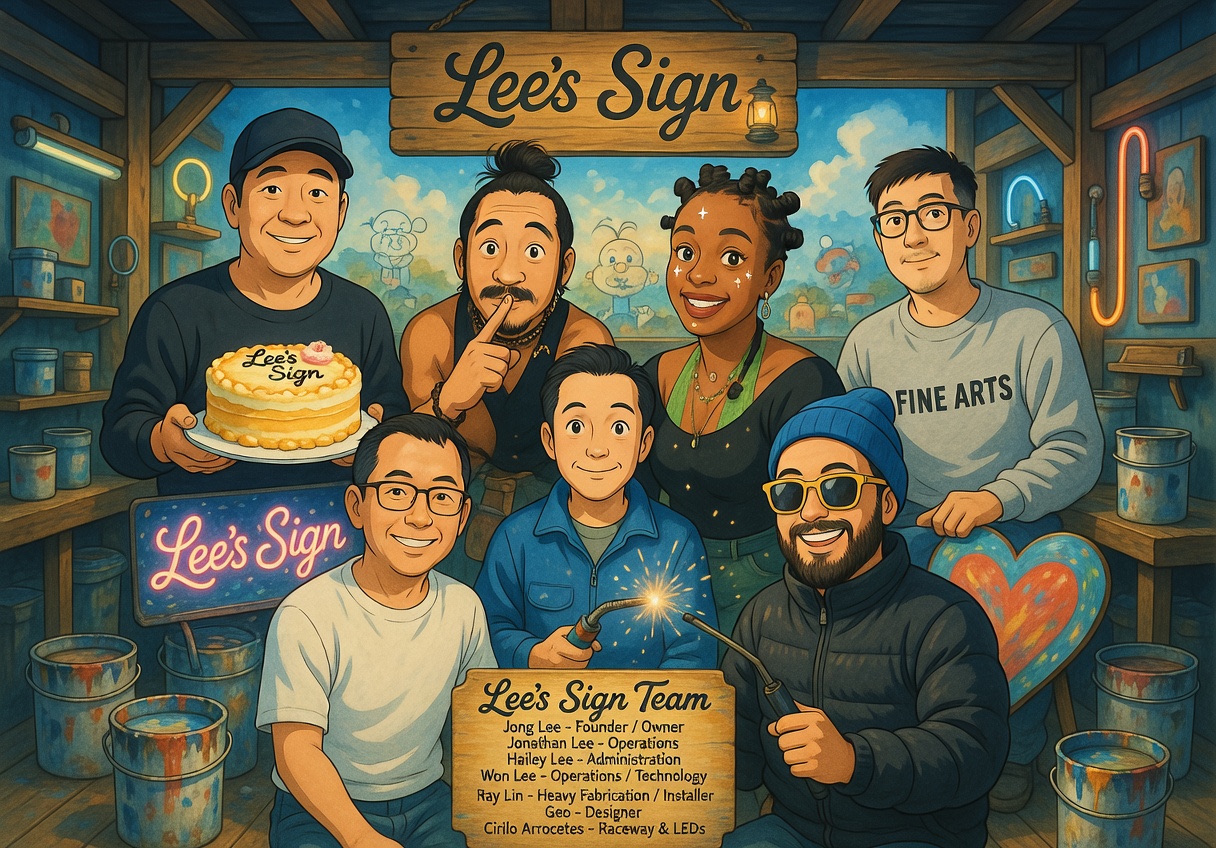 Lee's Signs team — custom sign manufacturer in Norcross, GA